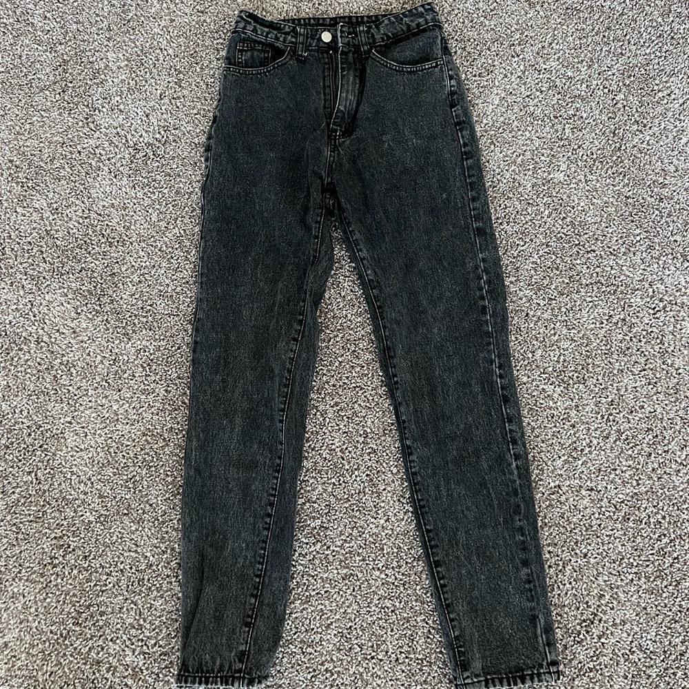 Black wash straight jeans